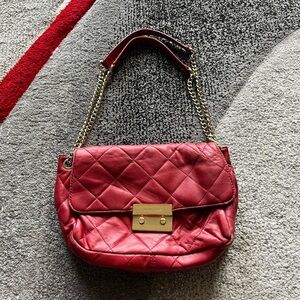 Michael Kors Red Quilted Sloan Wallet Chain Crossbody Purse